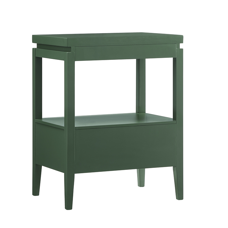 Pemberly Row Vintage Green Wood 1-Drawer Nightstand with Floating Top