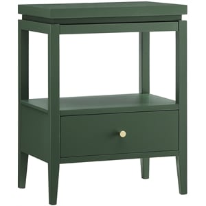Pemberly Row Vintage Green Wood 1-Drawer Nightstand with Floating Top