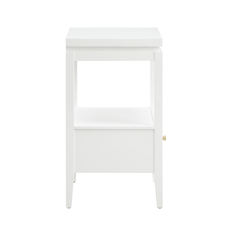 Pemberly Row White Wood 1-Drawer Nightstand with Floating Style Top