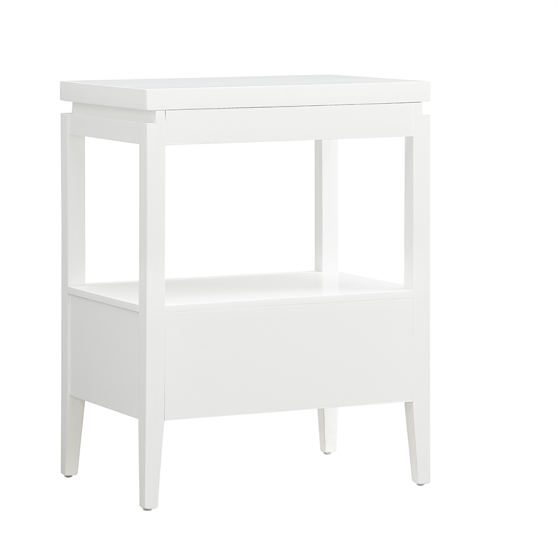 Pemberly Row White Wood 1-Drawer Nightstand with Floating Style Top
