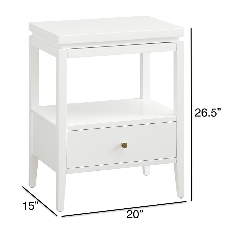 Pemberly Row White Wood 1-Drawer Nightstand with Floating Style Top