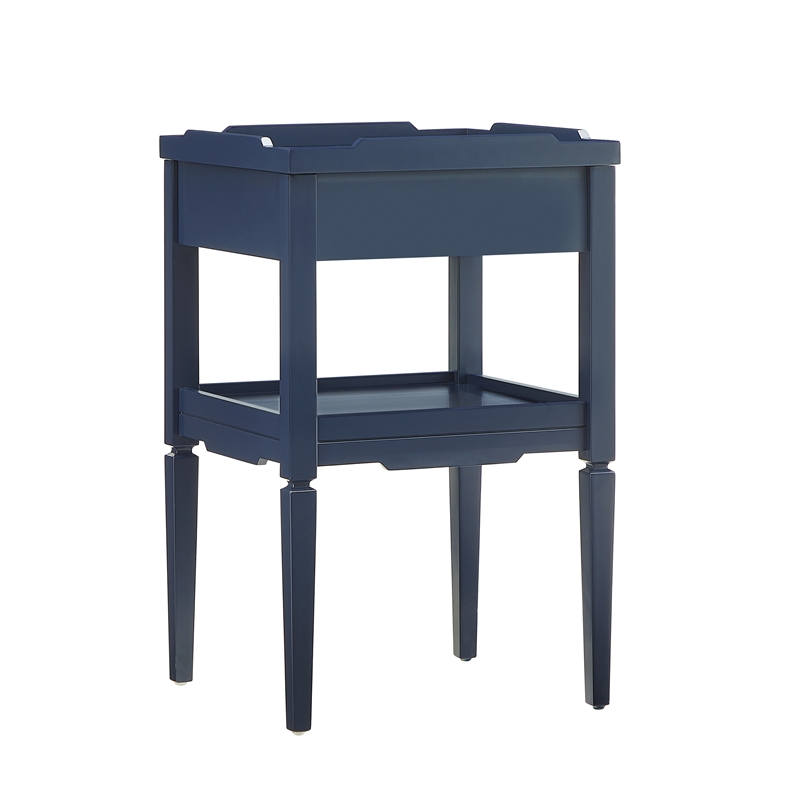 Pemberly Row Midnight Blue Wood 1-Drawer Nightstand with Shelf