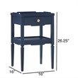 Pemberly Row Midnight Blue Wood 1-Drawer Nightstand with Shelf