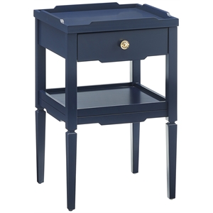 Pemberly Row Midnight Blue Wood 1-Drawer Nightstand with Shelf