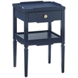 Pemberly Row Midnight Blue Wood 1-Drawer Nightstand with Shelf