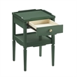 Pemberly Row Vintage Green Wood 1-Drawer Nightstand with Shelf