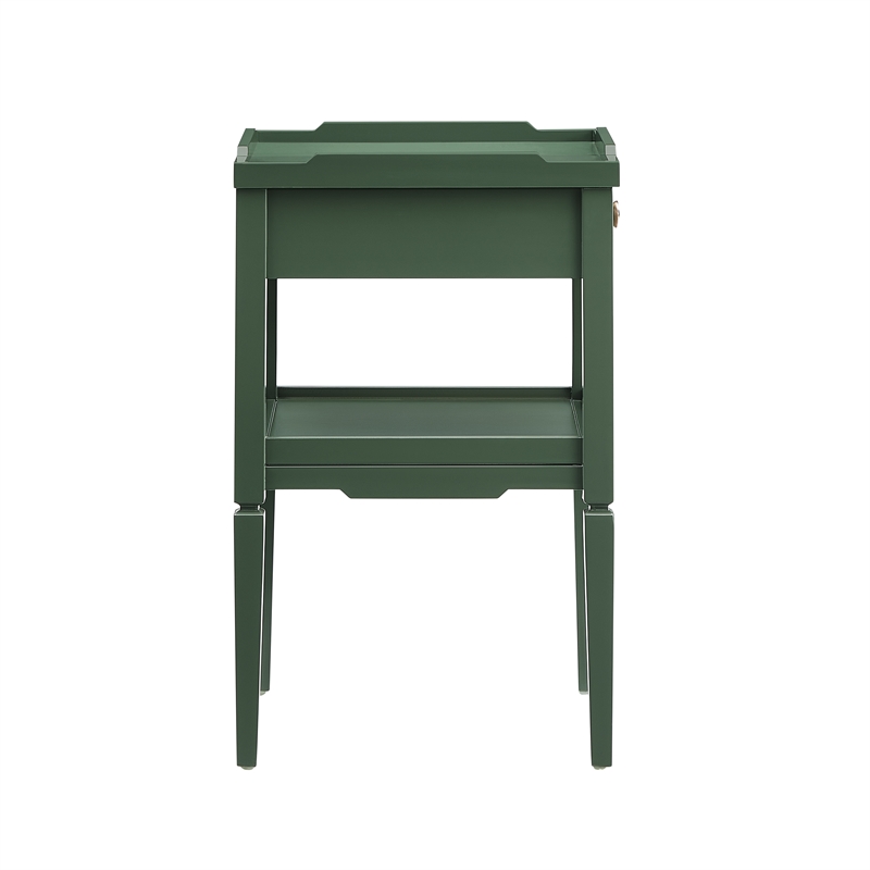 Pemberly Row Vintage Green Wood 1-Drawer Nightstand with Shelf