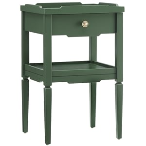 Pemberly Row Vintage Green Wood 1-Drawer Nightstand with Shelf