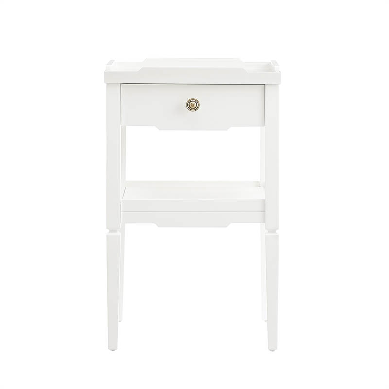 Pemberly Row Contemporary White Wood 1-Drawer Nightstand with Shelf