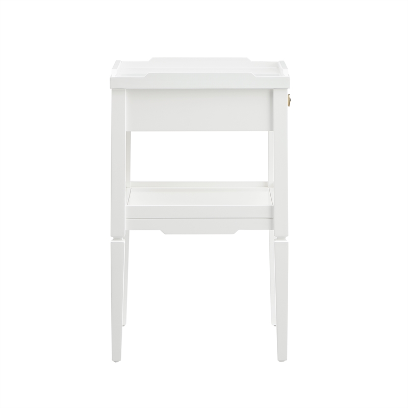 Pemberly Row Contemporary White Wood 1-Drawer Nightstand with Shelf