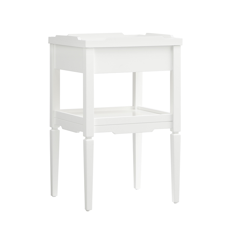 Pemberly Row Contemporary White Wood 1-Drawer Nightstand with Shelf