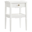 Pemberly Row Contemporary White Wood 1-Drawer Nightstand with Shelf