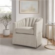Pemberly Row Ivory Polyester Fabric Skirted Swivel Accent Chair