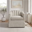 Pemberly Row Ivory Polyester Fabric Skirted Swivel Accent Chair