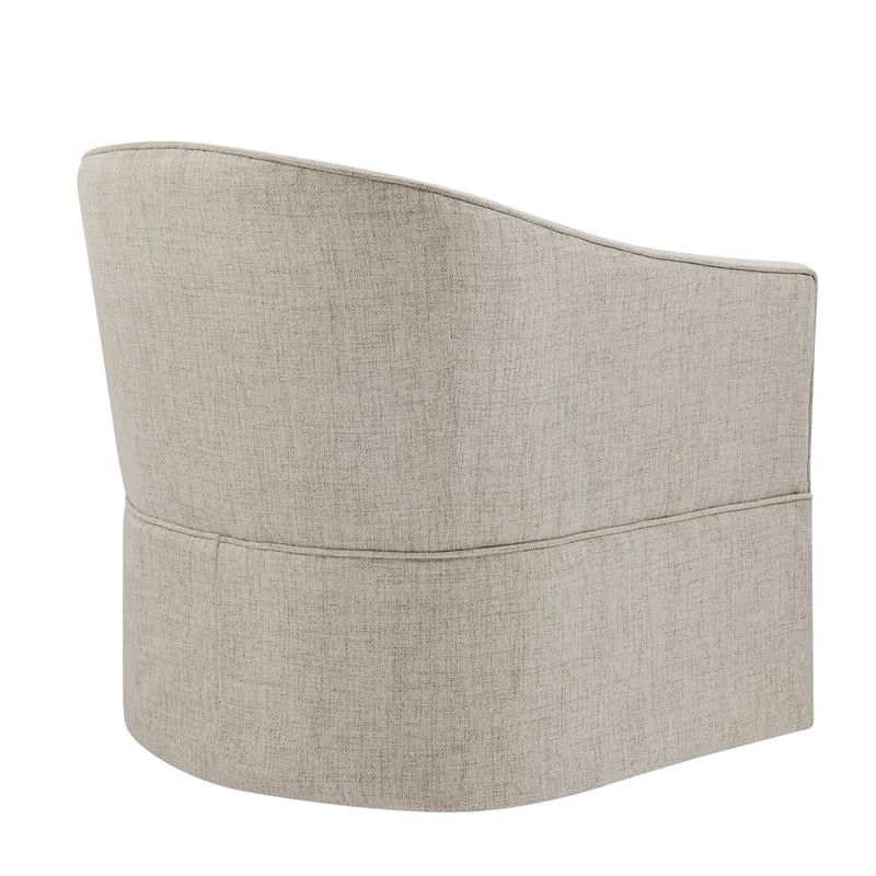Pemberly Row Ivory Polyester Fabric Skirted Swivel Accent Chair