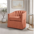 Pemberly Row Coral Polyester Fabric Skirted Swivel Accent Chair
