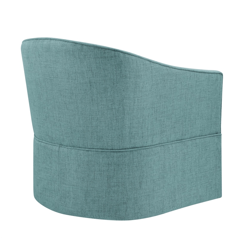 Pemberly Row Egg Blue Polyester Fabric Skirted Swivel Accent Chair