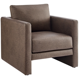 Pemberly Row Contemporary Espresso Faux Leather Modern Arm Chair