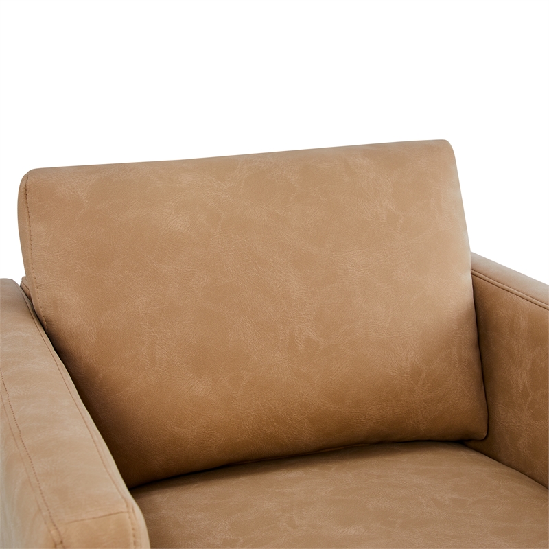 Pemberly Row Contemporary Honey Brown Faux Leather Modern Arm Chair