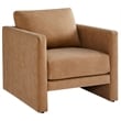 Pemberly Row Contemporary Honey Brown Faux Leather Modern Arm Chair