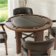 Pemberly Row Dining & Poker Table in Walnut Wood Finish with Black Faux Leather