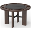 Pemberly Row Dining & Poker Table in Walnut Wood Finish with Black Faux Leather