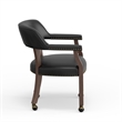 Pemberly Row Dining & Game Chair in Walnut with Black Faux Leather with Casters