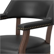 Pemberly Row Dining & Game Chair in Walnut with Black Faux Leather with Casters
