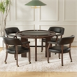 Pemberly Row Dining & Game Chair in Walnut with Black Faux Leather with Casters