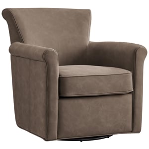 Pemberly Row Contemporary Espresso Faux Leather Swivel Accent Chair