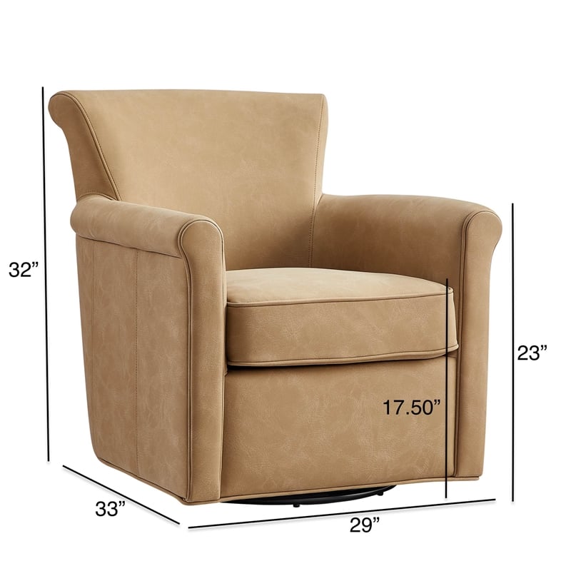 Pemberly Row Contemporary Honey Brown Faux Leather Swivel Accent Chair