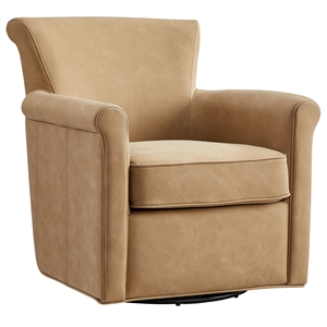 Pemberly Row Contemporary Honey Brown Faux Leather Swivel Accent Chair