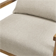 Pemberly Row Wood Arm Beige Fabric Accent Chair with Lumbar Pillow