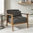 Pemberly Row Wood Arm Charcoal Fabric Accent Chair with Lumbar Pillow
