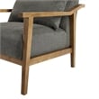 Pemberly Row Wood Arm Charcoal Fabric Accent Chair with Lumbar Pillow