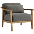 Pemberly Row Wood Arm Charcoal Fabric Accent Chair with Lumbar Pillow