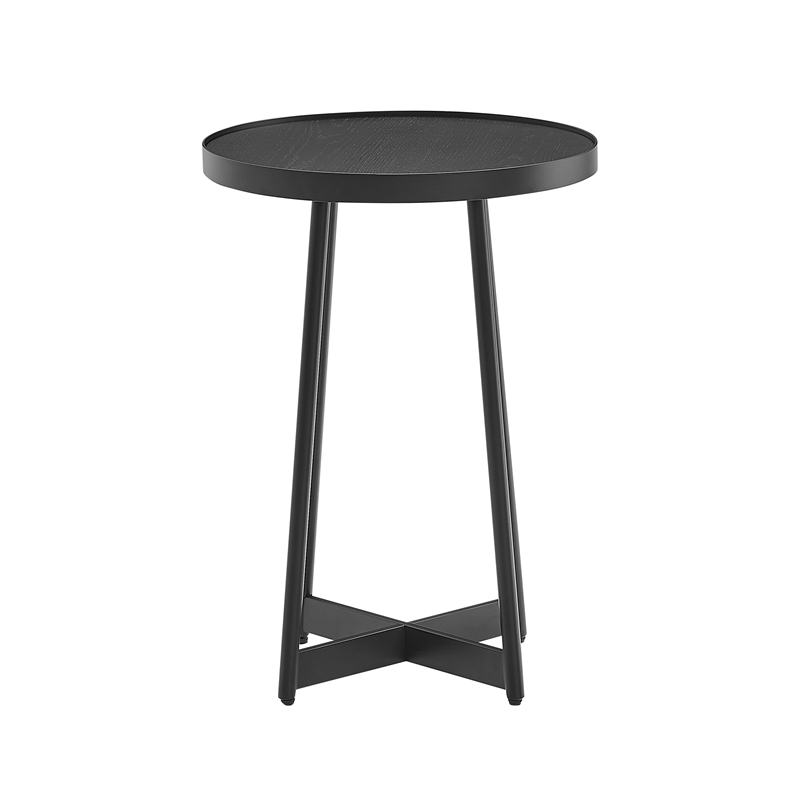 Pemberly Row Contemporary Round Black Finished Metal Accent Table