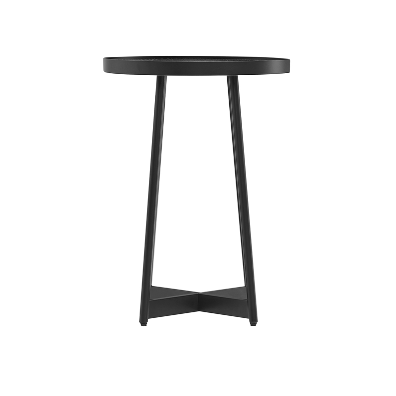 Pemberly Row Contemporary Round Black Finished Metal Accent Table