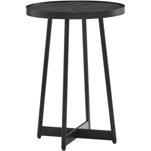Pemberly Row Contemporary Round Black Finished Metal Accent Table