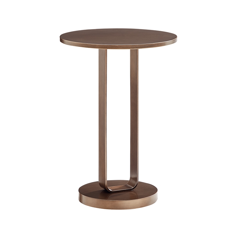 Pemberly Row Contemporary Antique Bronze Metal Round Accent Table
