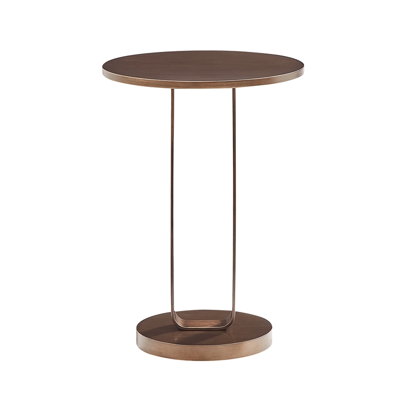 Pemberly Row Contemporary Antique Bronze Metal Round Accent Table