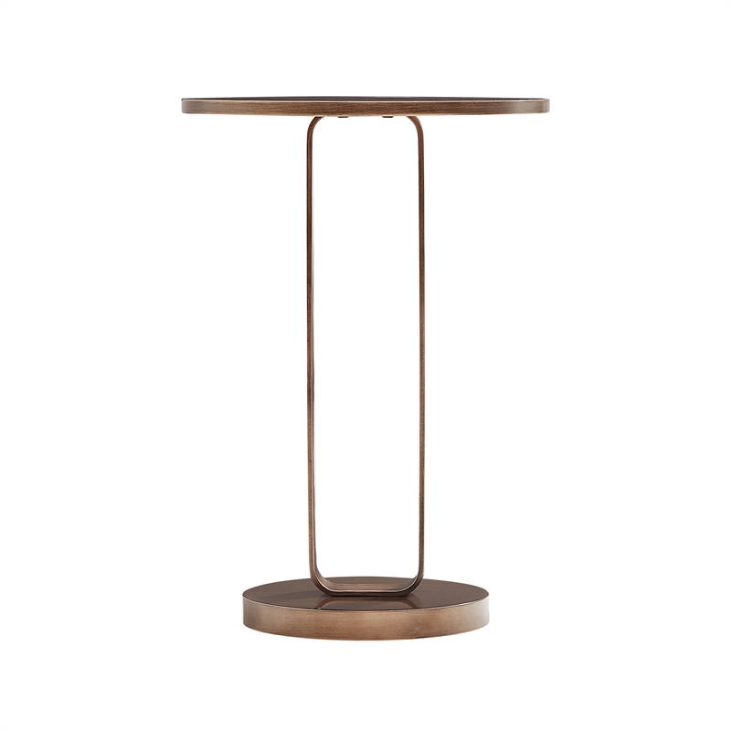 Pemberly Row Contemporary Antique Bronze Metal Round Accent Table