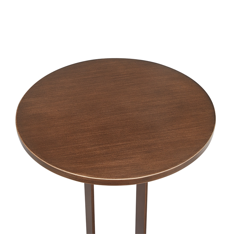 Pemberly Row Contemporary Antique Bronze Metal Round Accent Table