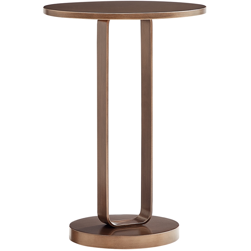 Pemberly Row Contemporary Antique Bronze Metal Round Accent Table