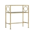 Pemberly Row Rectangular Antique Gold Metal and Glass Accent Table