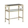 Pemberly Row Rectangular Antique Gold Metal and Glass Accent Table