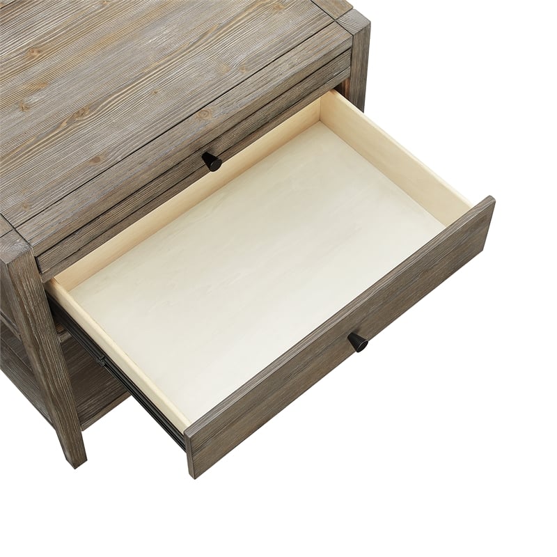 Pemberly Row Contemporary 1-Drawer Weathered Gray Wood Nightstand