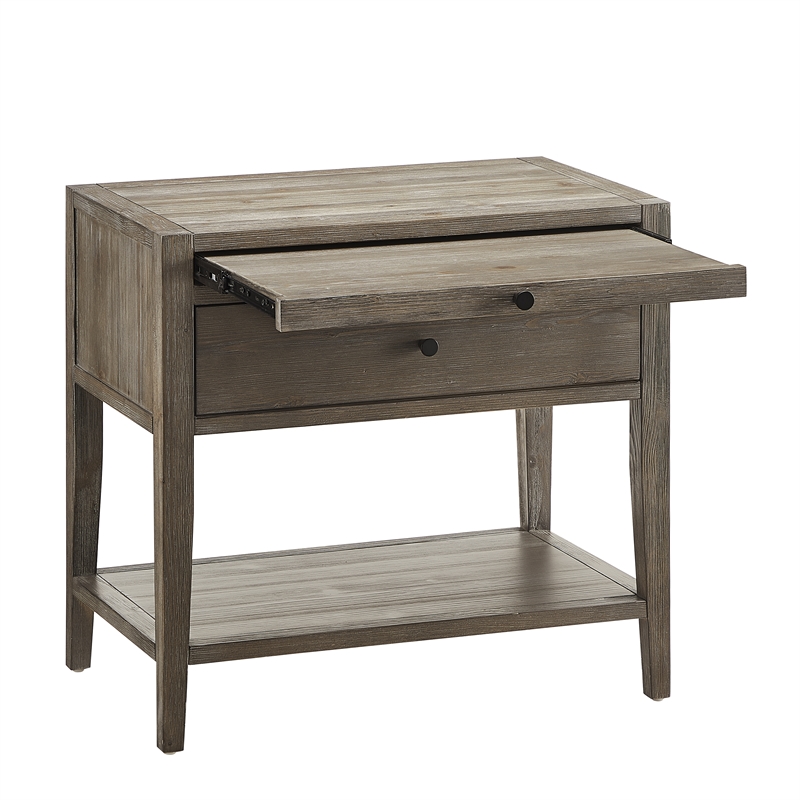 Pemberly Row Contemporary 1-Drawer Weathered Gray Wood Nightstand