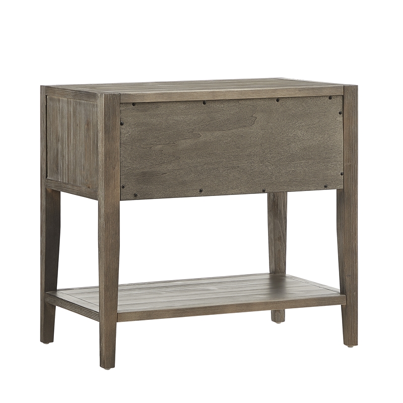 Pemberly Row Contemporary 1-Drawer Weathered Gray Wood Nightstand