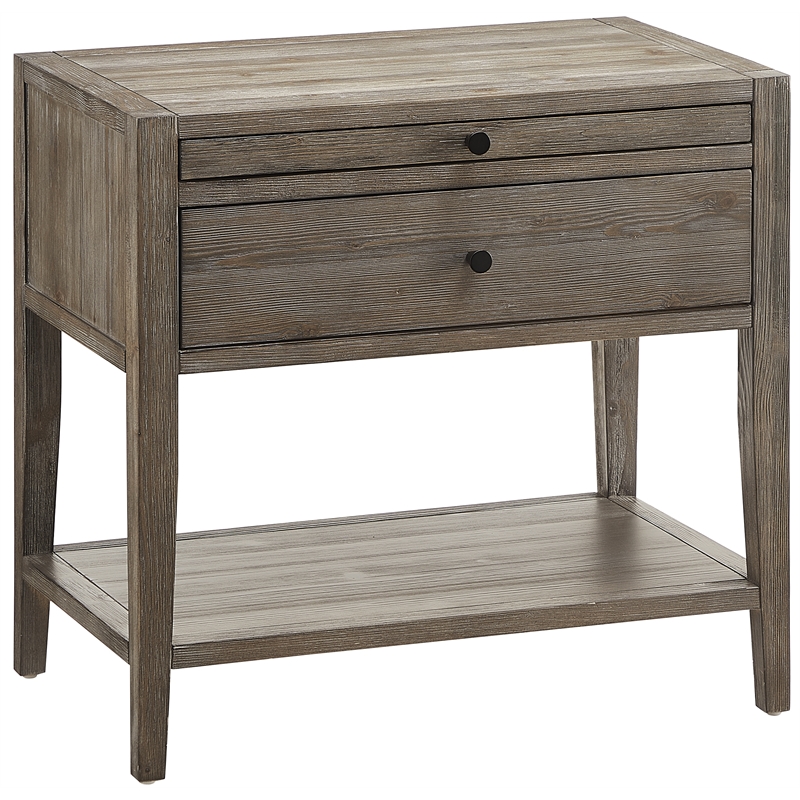 Pemberly Row Contemporary 1-Drawer Weathered Gray Wood Nightstand